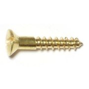 MIDWEST FASTENER Wood Screw, #4, 5/8 in, Plain Brass Oval Head Slotted Drive, 60 PK 61643